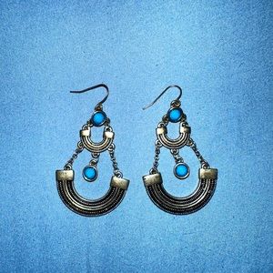Madewell Gold and Turquoise Statement Earrings